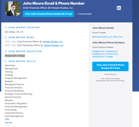 John Moore CFO Listing